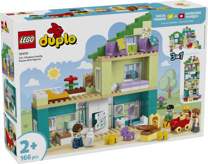 Casa familiare moderna 3 in 1 con personaggi - 10470 - Il Mattoncino