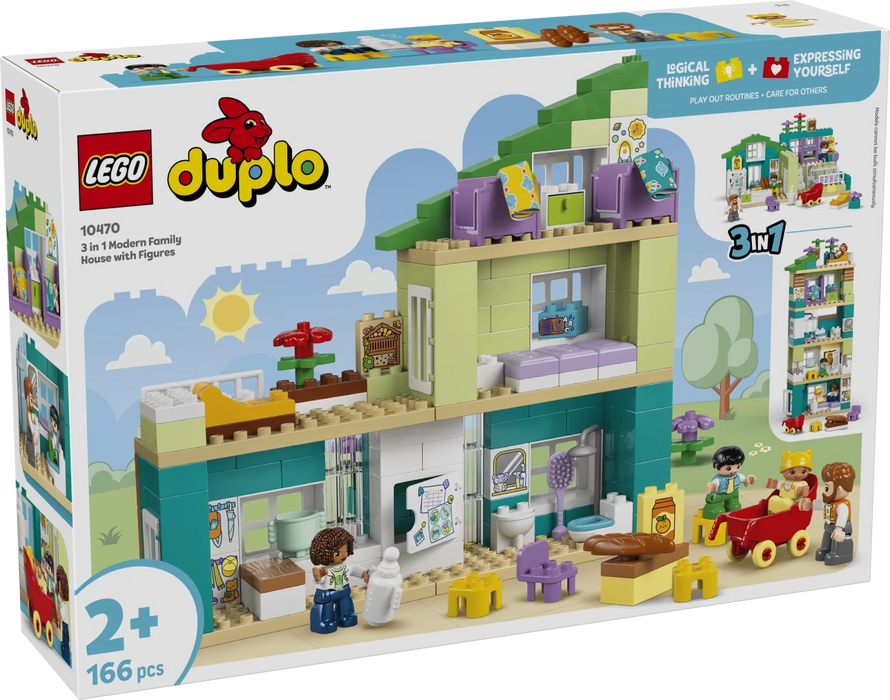 Casa familiare moderna 3 in 1 con personaggi - 10470 - Il Mattoncino