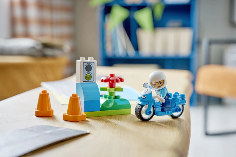 Motocicletta blu della Polizia - 10471 - Il Mattoncino